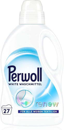 Perwoll White Detergent (1 x 27 Wash Loads) Mild Detergent | Gently Cleans and Renews Whites and Fibers | For All White Textiles - With Triple-Renew Technology