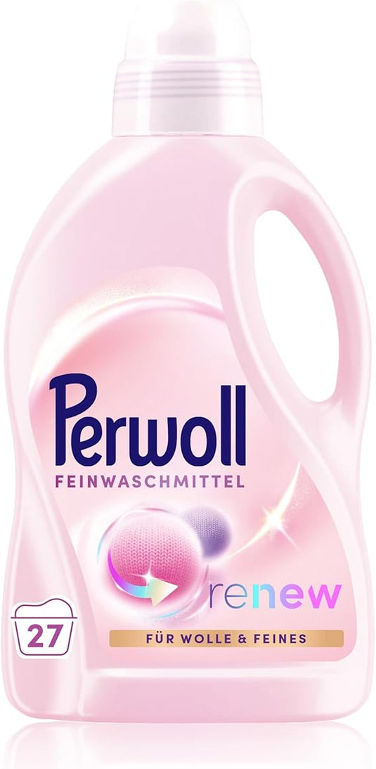 Perwoll Wool & Delicates Detergent (1 x 27 Wash Loads) | Detergent for Fine Fabrics | Gently Cleans, Smoothes and Renews Fibers & Prevents Pilling, with Triple-Renew Technology