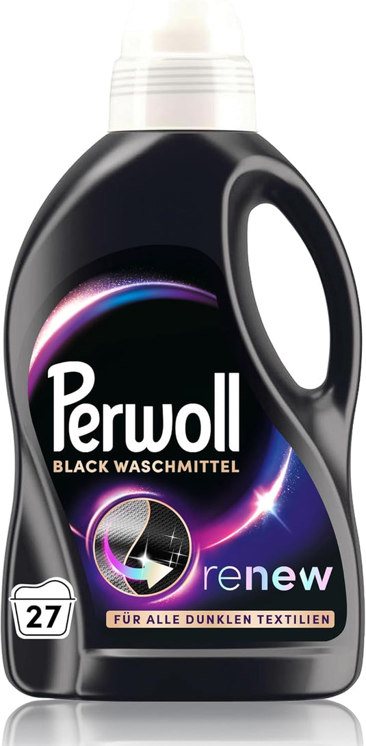 Perwoll Black Detergent (1 x 27 Wash Loads) Mild Detergent | Gently Cleans and Renews Dark Colors and Fibers | For All Dark Textiles | With Triple-Renew Technology