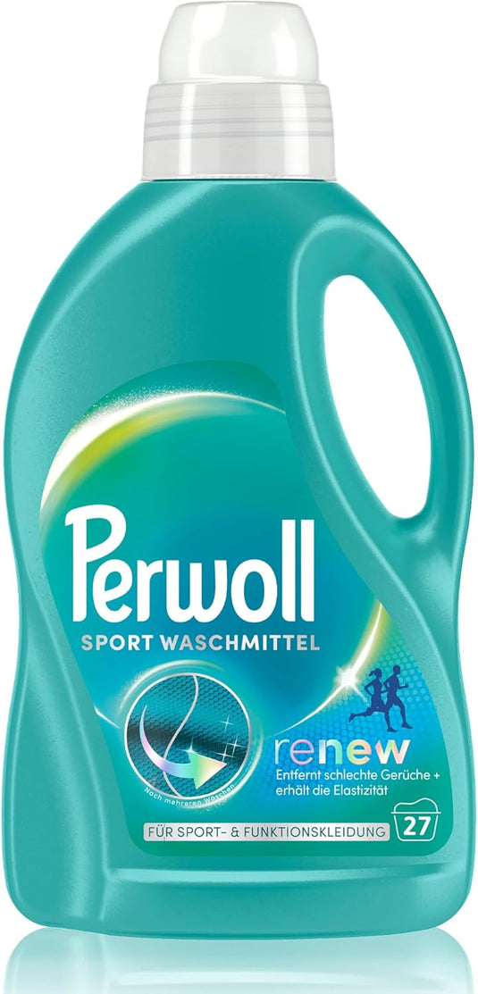 Perwoll Sports Detergent (1 x 27 Wash Loads) | Gently Cleans, Removes Bad Odors & Maintains Elasticity | For Sports and Functional Wear, With Triple-Renew Technology