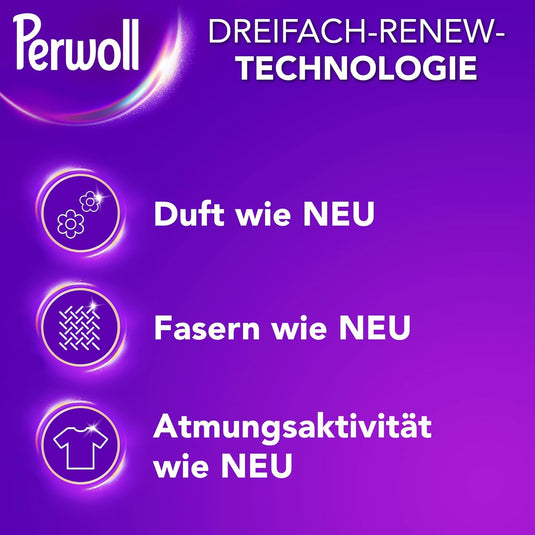 Perwoll Renew Sport Active Care Lessive liquide pour vêtements de sport et d'extérieur (1 x 25 charges de lavage)